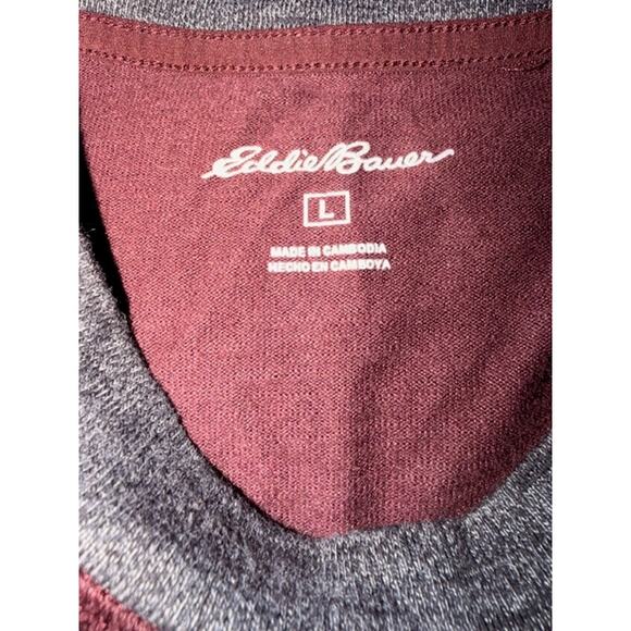 Eddie Bauer Long Sleeve Raglan Tee Maroon & Heather Gray  Size Large - Picture 4 of 6